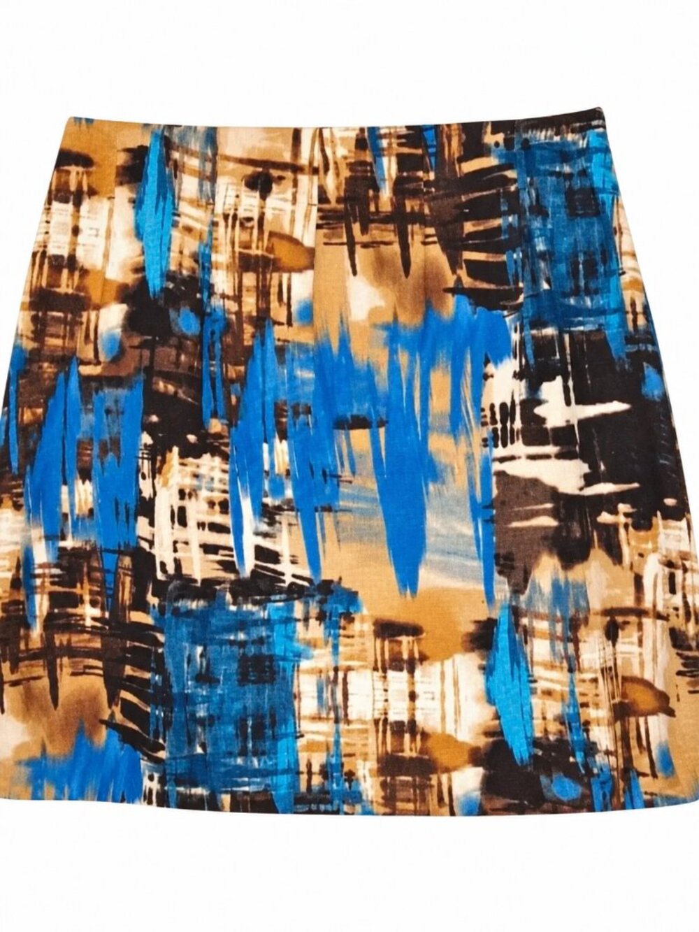 The Limited Size 12 Abstract Print Straight Skirt Blue Brown Y2K Career - Picture 2 of 6